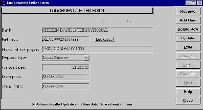 Daily lodgements/teller form