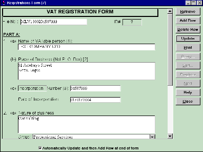 Registrations form